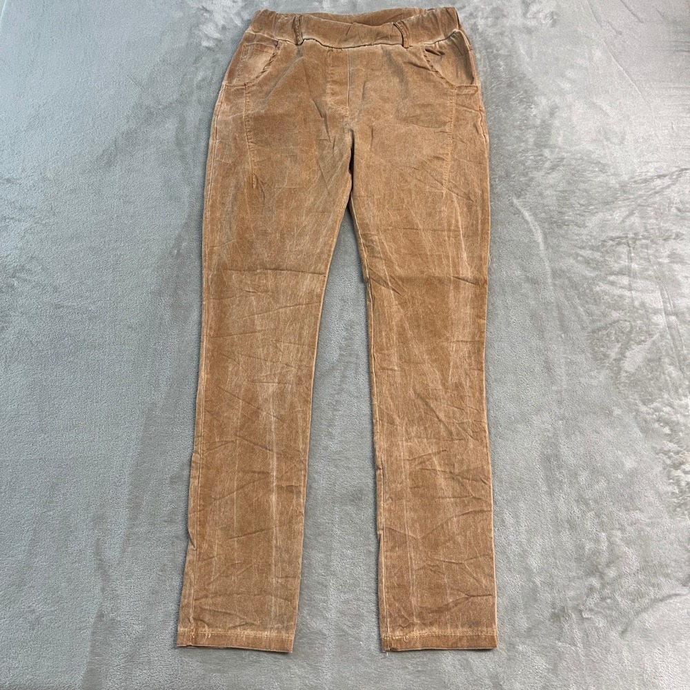 NWOT Bella Amore Italy Leggings Tan Brown Elastic Waist Slim Pants Womens Small